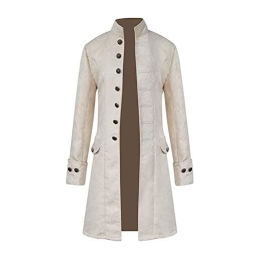 Minetom giacca uomo steampunk invernale elegante vintage pulsante cappotti lunghi manica lunga calda taglie forti slim fit a bianco xl