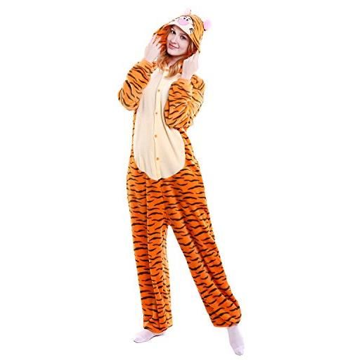 Dolamen adulto unisex kigurumi pigiama onesie, donna uomo anime cosplay halloween natale party costume attrezzatura sleepwear (medium (61 -65), fox)