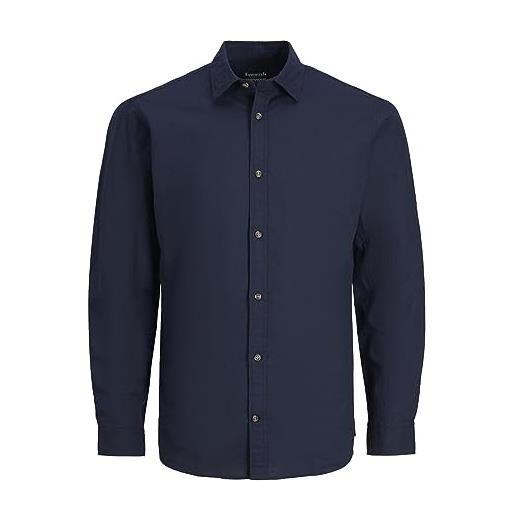 JACK & JONES jjesummer shirt l/s s23 sn camicia, navy blazer/fit: slim fit, s uomo