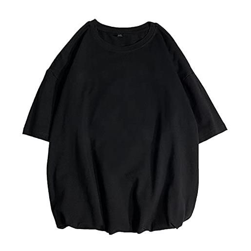 Generic camicia casual da uomo maglietta t-shirt in cotone lino a maniche lunga scollo a v unita elegante moda camicia da uomo a maniche lunghe con tasche nero 5xl gef-1824