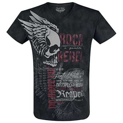 Rock Rebel by EMP uomo t-shirt grigia con stampa rocky allover xl