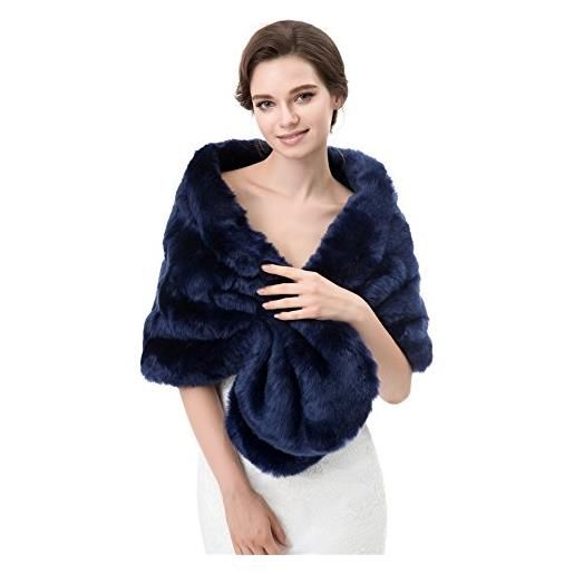 Insun donna scialle pelliccia sintetica mantelli soprabito poncho mantelle giacche cappotti nero l