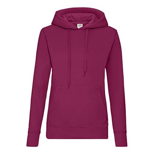 Fruit of the Loom pull-over classic felpa con cappuccio clasic, rosa (fucsia), l donna