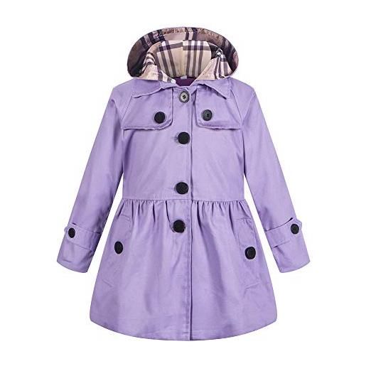 SXSHUN bambina cappotto corto in cotone con cappuccio giacca fodera quadretti elegante autunno, marrone fiori a, 2-3 anni (etichetta: 110cm)