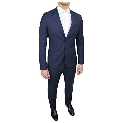 Mat Sartoriale abito completo uomo sartoriale blu scuro slim fit nuovo elegante cerimonia taglie da 44 a 60 (44, blu scuro)