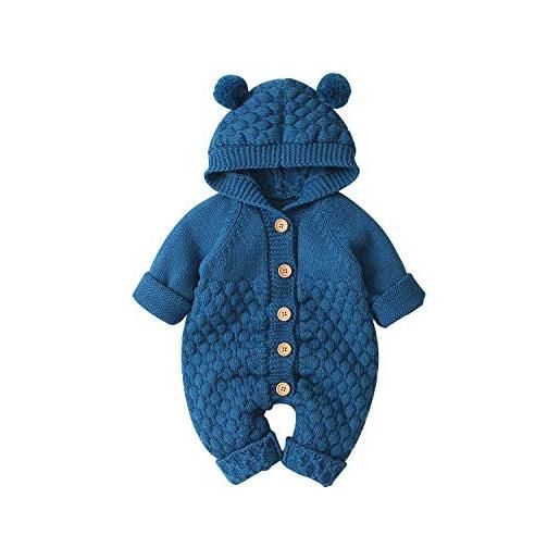 Verve Jelly pagliaccetto lavorato a maglia con cappuccio neonato ragazza neonato carino orecchie d'orso 3d tuta tuta calda tuta
