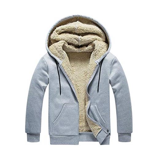Minetom felpa uomo felpe con cappuccio zip sweatshirts sportivo invernali caldo fodera in peluche pullover hoodie giacca cappotto b grigio s