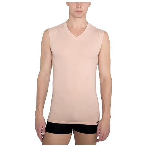 ALBERT KREUZ maglietta intima senza maniche - invisibile color carne/beige - scollo a v - cotone elasticizzato hamburg taglia 05/m