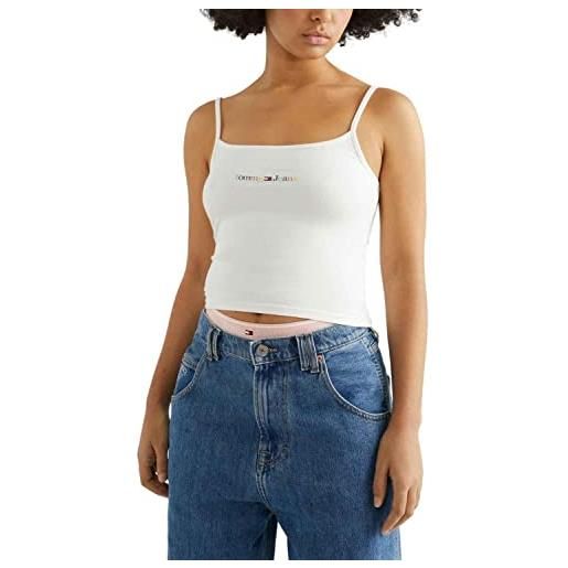 Tommy Jeans top senza maniche da donna marchio Tommy Jeans, modello bby color linear strap dw0dw15442, realizzato in cotone. M bianco