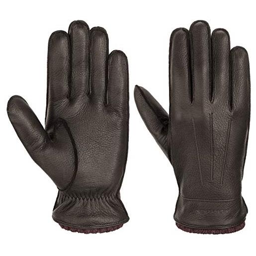 Stetson guanti in pelle deer cashmere uomo - da con fodera autunno/inverno - 8 1/2 hs marrone scuro