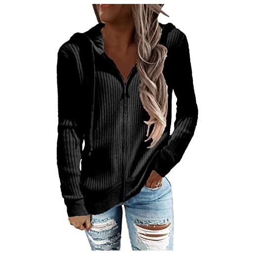 Zilosconcy Felpa Donna con Zip Cappuccio Full-Zip Hoodie Donna Top Casual  Chic Eleganti Cardigan Felpe con Zip Autunno Invernali 