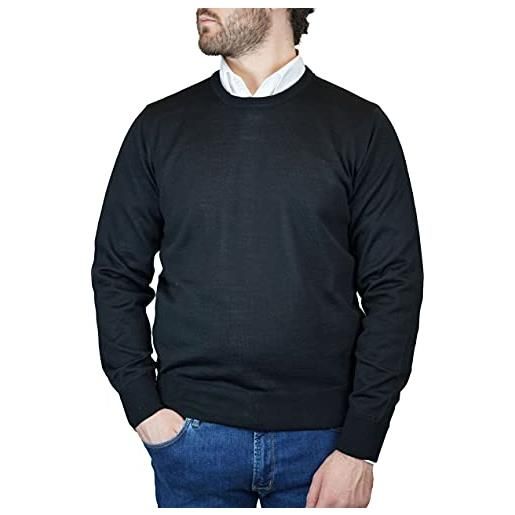 Iacobellis maglione uomo pullover paricollo misto lana merinos extrafine made in italy m 44/46 blu