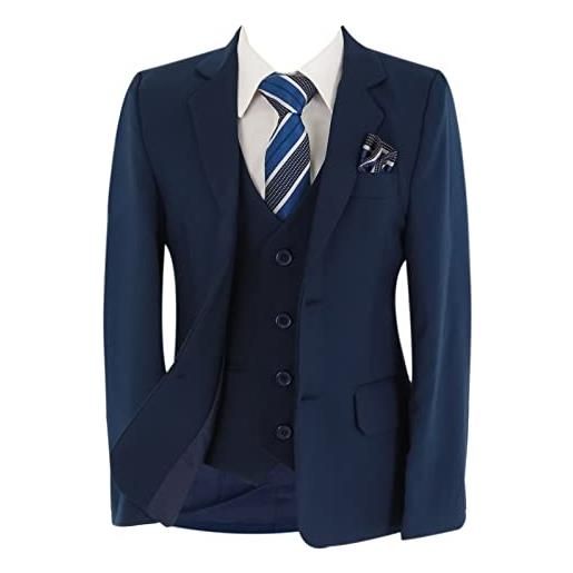 SIRRI abito formale da ragazzo per occasioni speciali 6 pezzi slim fit in blu navy misurare 18-24 mesi