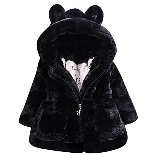 Angel ZYJ giacca ragazzo e ragazza giacche con cappuccio animale mantello del cappotto di inverno della pelliccia della neonata giacca vestiti caldi spessi abbigliamento 1-6 anni (beige, 12-24 mesi)