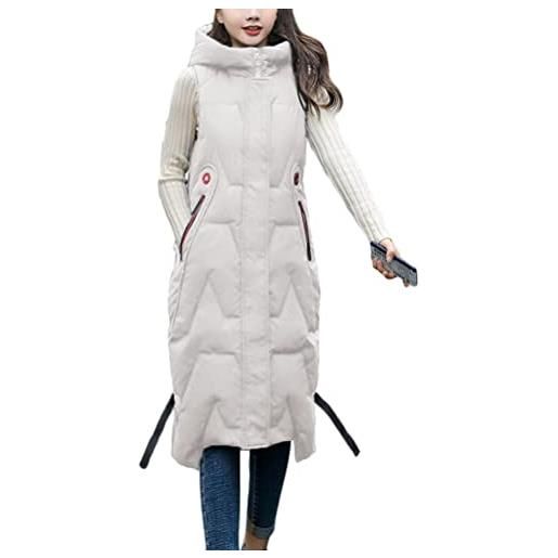 ORANDESIGNE donna inverno gilet lungo con cappuccio caldo cappotto di piumino senza maniche trapuntato giubbotto con tasche giacca senza maniche cappotto imbottito elegante a nero s