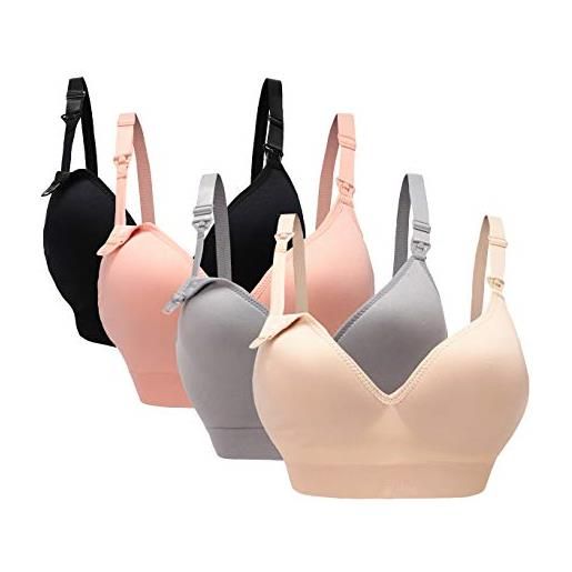 Oliked reggiseno allattamento da donna, coppa morbida, 3-4 pezzi, 3 pack(black+white+gray), s-m