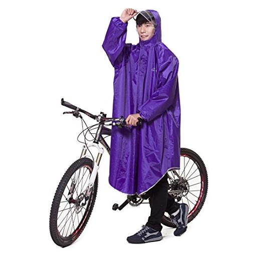 Icegrey adulti impermeabile poncho leggero pvc lunghi altezza impermeabile con cappuccio della bicicletta pioggia poncho con maniche ciano