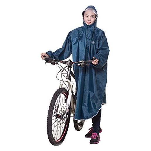 Icegrey adulti impermeabile poncho leggero pvc lunghi altezza impermeabile con cappuccio della bicicletta pioggia poncho con maniche blu