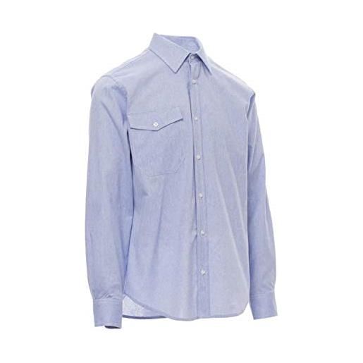 Profilo Moda camicia uomo taglie forti oversize 100% cotone con taschino no maxfort (4xl, azzurro)