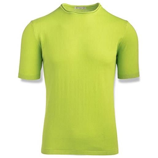 Cashmere Zone - t-shirt in jersey di cotone lavorazione a maglia polo per uno stile inconfondibile e eleganza italiana (azzurro, xxl)