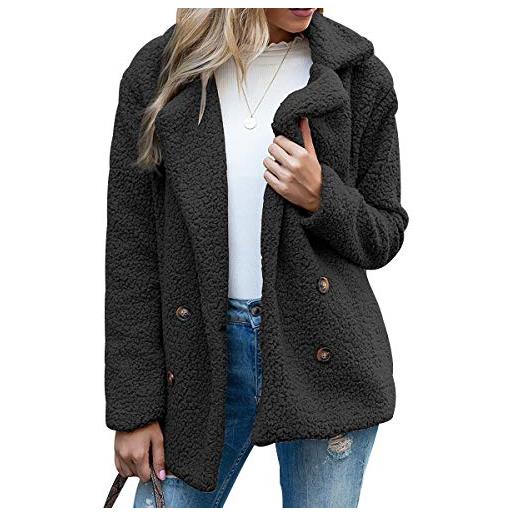 Peuignao teddy cappotto lungo donna cappotto ecopelliccia oversize donne giacca pile lunga donna invernale giacche invernali cappotti lunghi cappotto peloso pelliccia ecologica femminile taglie forti bianco l