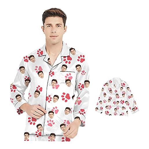 Naispanda uomini del pigiama di due pezzi della foto su ordinazione, pigiami personalizzati della foto del viso, pigiama di due pezzi pigiami-18 m