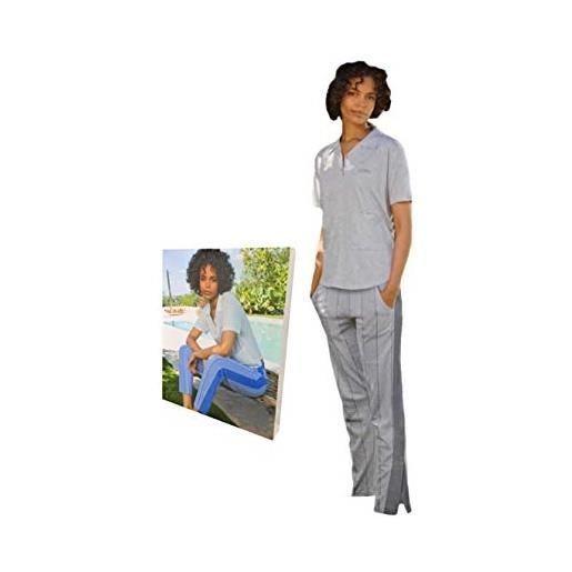 JADEA pigiama donna in cotone lungo estivo, pigiama donna in cotone leggero, tuta donna (grigio-3112, s)