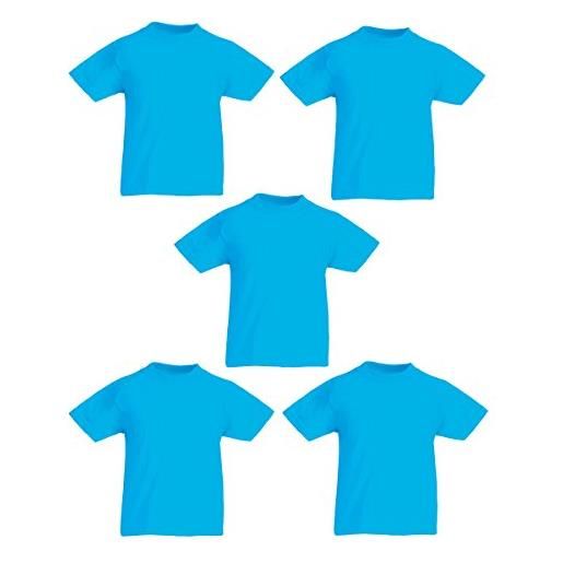 Fruit of the Loom, maglietta da ragazzo, 61-019-0, confezione da 5, blu cielo, 9-11 anni
