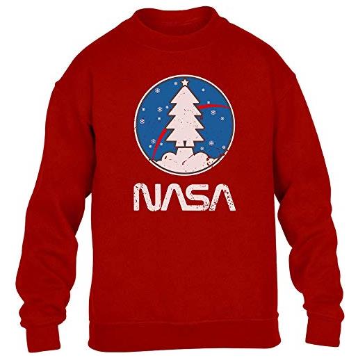 Shirtgeil space nasa - maglia natalizia, idea regalo maglione per bambini e ragazzi 12-13 anni (152) rosso