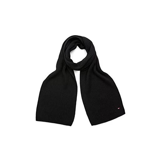 Tommy Hilfiger essential flag knitted scarf am0am10365 sciarpe, nero (black), os uomo
