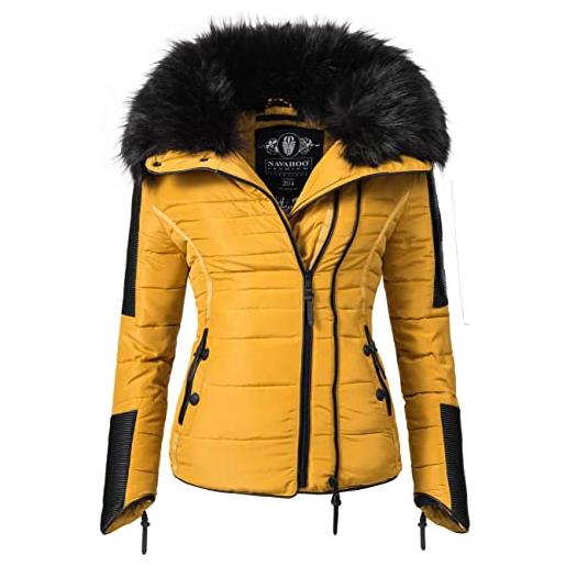 Navahoo yuki2 giacca invernale da donna con pelliccia sintetica nera giallo s