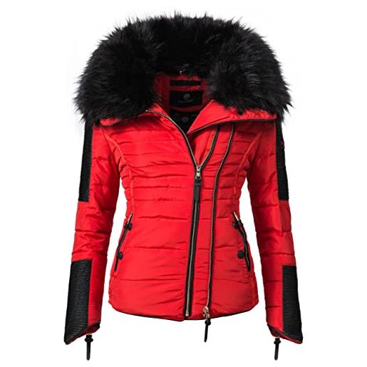 Navahoo yuki2 giacca invernale da donna con pelliccia sintetica nera red xs