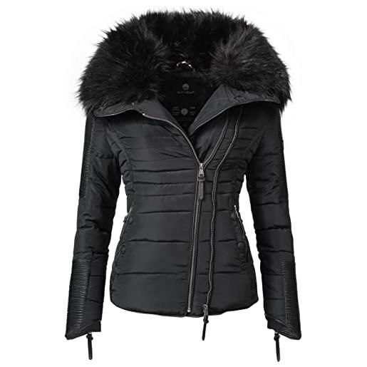 Navahoo yuki2 giacca invernale da donna con pelliccia sintetica nera nero xl