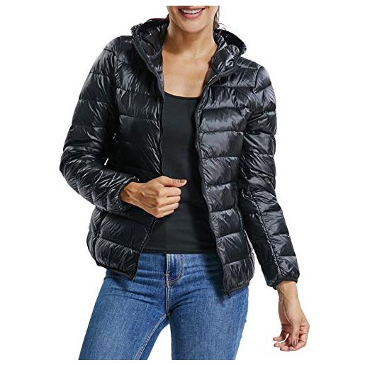 SEASUM donna giacca piumino impermeabile giacca imbottita da esterno trapuntata ultraleggero con cappuccio giacconi invernali con cerniera cappotto giacche cappotti gilet, a-marrone xl