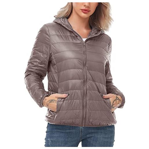 SEASUM donna giacca piumino impermeabile giacca imbottita da esterno trapuntata ultraleggero con cappuccio giacconi invernali con cerniera cappotto giacche cappotti gilet, a-nero xl