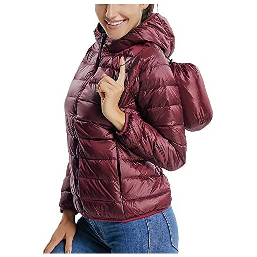 SEASUM donna giacca piumino impermeabile giacca imbottita da esterno trapuntata ultraleggero con cappuccio giacconi invernali con cerniera cappotto giacche cappotti gilet, a-marrone xl