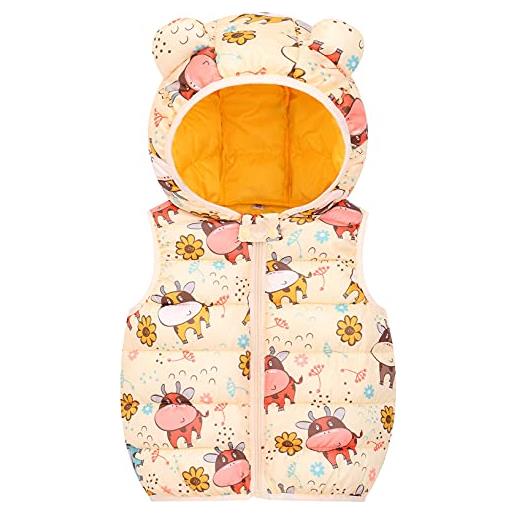 Happy Cherry cappotto imbottito senza manica bimba bambino gilet con cappuccio piumino leggero blu chiaro 80cm