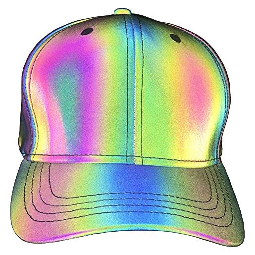 NewL arcobaleno riflettente baseball caps fluorescente rave hat glow in the dark per uomo e donna, arcobaleno riflettente, etichettalia unica