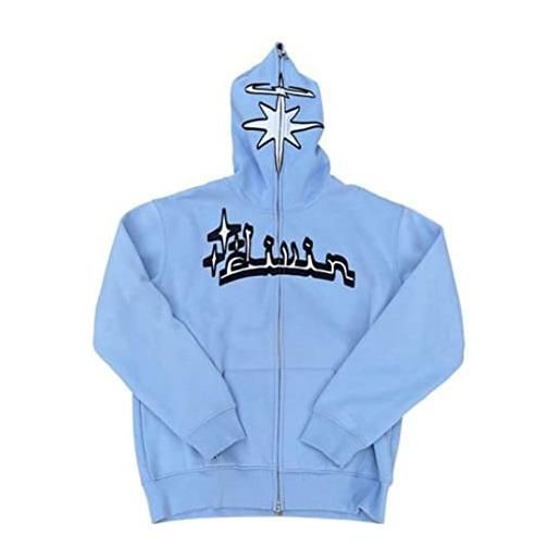 Tomwell felpa con cappuccio con stampa stelle con zip da uomo donna manica lunga y2k e-girl pullover per coppie giacche casual felpa graphics harajuku streetwear tops d blu m