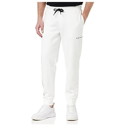 ARMANI EXCHANGE pantalone sostenibile in pile con logo, pantaloni casual uomo, white, s