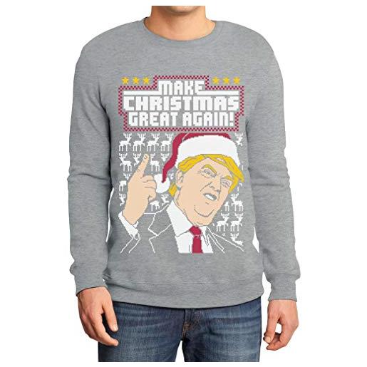 Shirtgeil make christmas great again!- trump ugly sweater felpa/maglione da uomo large navy