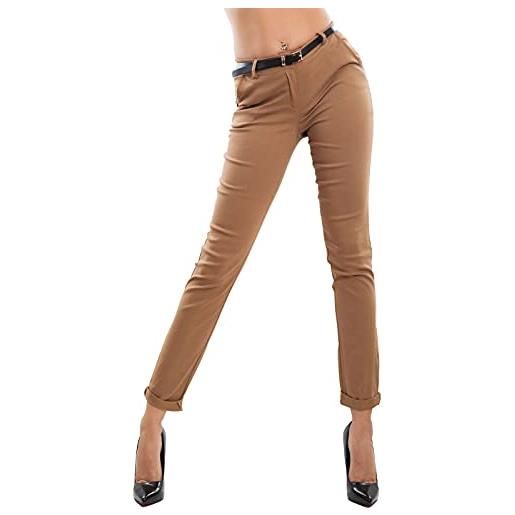 Toocool - pantaloni donna classici eleganti tasche vita bassa cintura as-28251 [s, viola scuro]