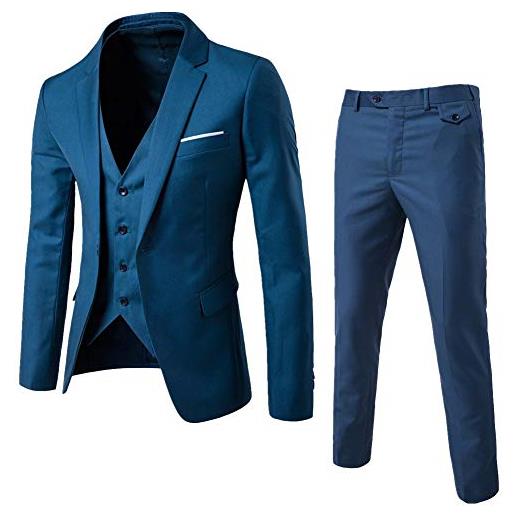 MISSMAO abito uomo 3 pezzi - classico e elegante - matrimonio festa e affari mare blu xs