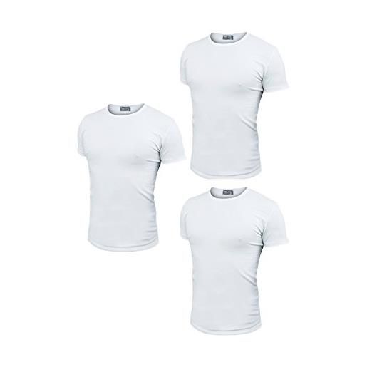 Enrico Coveri 3 t-shirt uomo mezza manica girocollo cotone bielatico art et1000 (3/s, bianco)