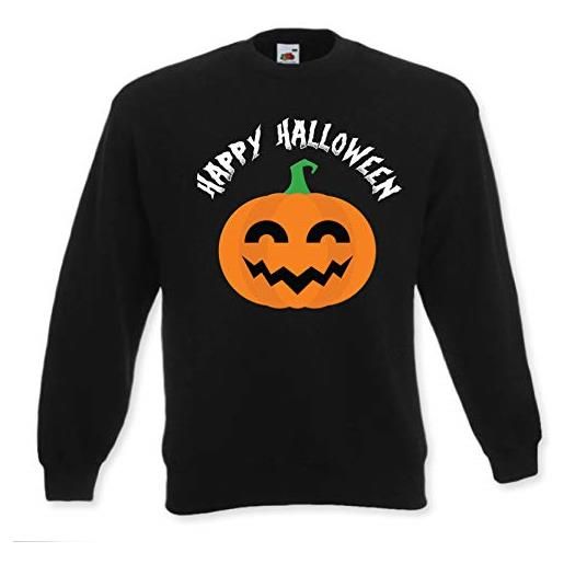 Babloo felpa bambino halloween zucca di halloween sorridente happy halloween smiling pumpking nera 7-8 anni