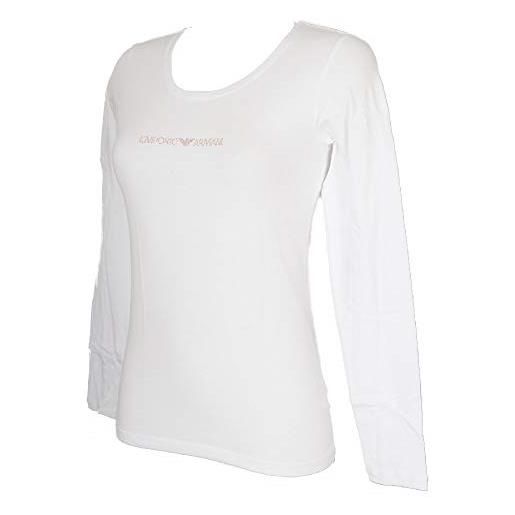 Emporio Armani t-shirt donna manica lunga scollo a u maglia articolo 163378 9a263 l/s t-shirt u neck, 00010 bianco - white, xs