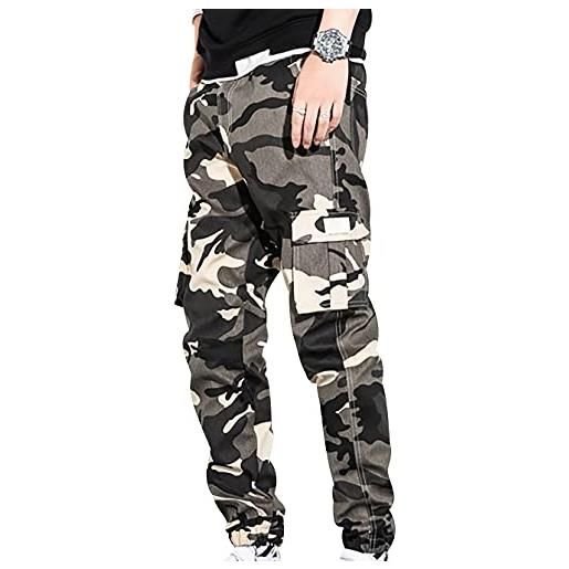 Peuignao pantaloni cargo pants uomo pantaloni da lavoro uomo jogging pants uomo pantaloni mimetici trekking uomo tactical tattici multitasche pant uomo camo militari militare taglie forti lunghi bianco xl