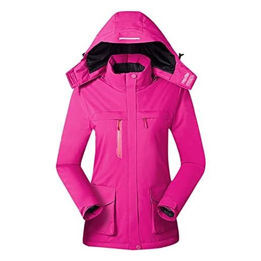 Generic cappotto riscaldato da donna con 3 livelli di riscaldamento causale 4 zone di riscaldamento giacca riscaldante collo lavabile (batterie non incluse) carino giacche leggere da donna, rosa, 3xl
