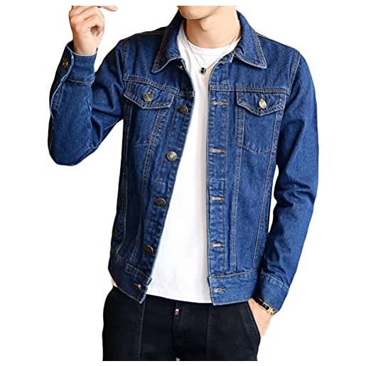Tomwell giubbotto di jeans uomo casual denim giacca giubbino moto slim fit giacca di jeans uomo streetwear c blu xxl