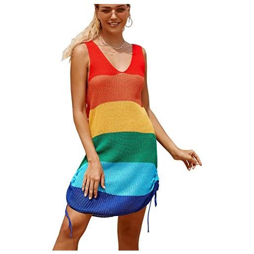 YOUKD tunica da donna cava top all'uncinetto trasparente copricostume da spiaggia poncho summer copricostume da spiaggia